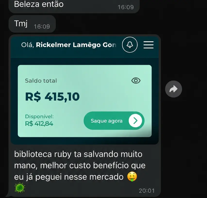 Depoimento real com resultado de R$ 415,10